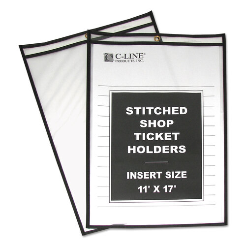 CLI46117 - C-Line Products - Shop Ticket Holders, Stitched, Both Sides Clear, 75&quot;, 11 x 17, 25/Box