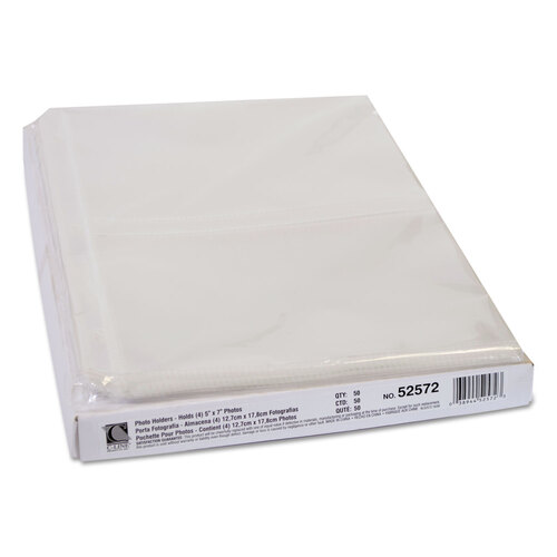 CLI52572 - C-Line Products - Clear Photo Pages for Four 5 x 7 Photos, 3-Hole Punched, 11.25 x 8.13, 50/Box