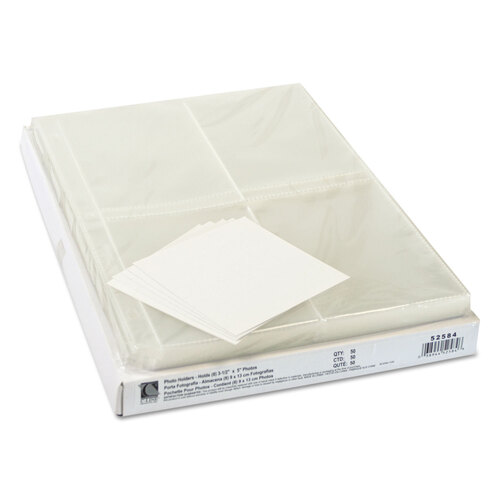 CLI52584 - C-Line Products - Clear Photo Pages for Eight 3.5 x 5 Photos, 3-Hole Punched, 11.25 x 8.13, 50/Box