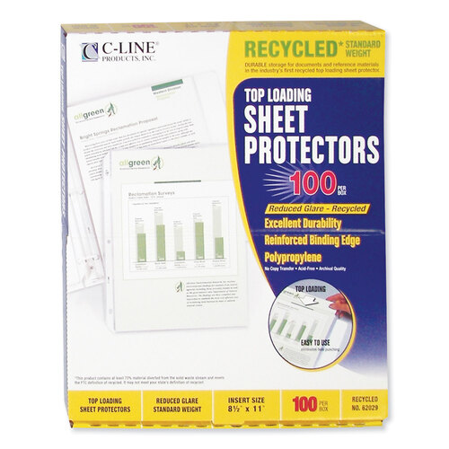 CLI62029 - C-Line Products - Recycled Polypropylene Sheet Protectors, Reduced Glare, 2&quot;, 11 x 8.5, 100/Box