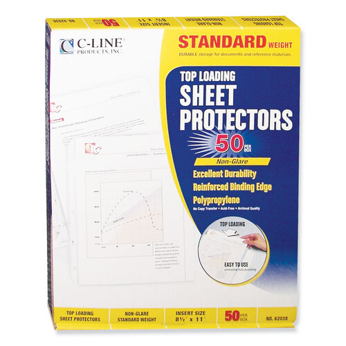 CLI62038 - C-Line Products - Standard Weight Polypropylene Sheet Protectors, Non-Glare, 2&quot;, 11 x 8.5, 50/Box