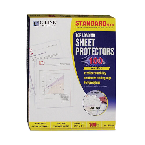 CLI62048 - C-Line Products - Standard Weight Polypropylene Sheet Protectors, Non-Glare, 2&quot;, 11 x 8.5, 100/Box