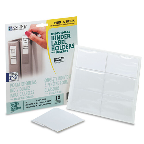 CLI70025 - C-Line Products - Self-Adhesive Ring Binder Label Holders, Top Load, 2.25 x 3.63, Clear, 12/Pack