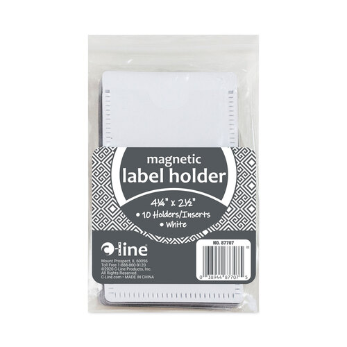CLI87707 - C-Line Products - Slap-Stick Magnetic Label Holders, Side Load, 4.25 x 2.5, White, 10/Pack