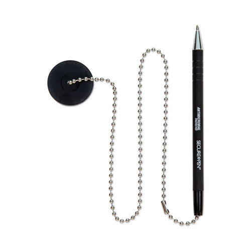Replacement Antimicrobial Counter Chain Ballpoint Counter Pen, Medium, 1 mm, Black Ink, Black