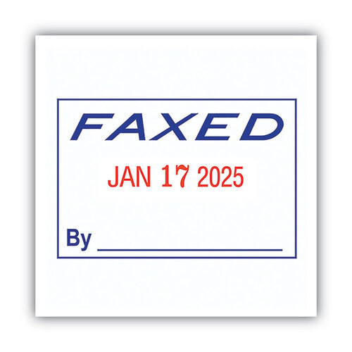 COS011032 - Consolidated Stamp - Model S 360 Two-Color Message Dater, 1.75 x 1, &quot;Faxed,&quot; Self-Inking, Blue/Red