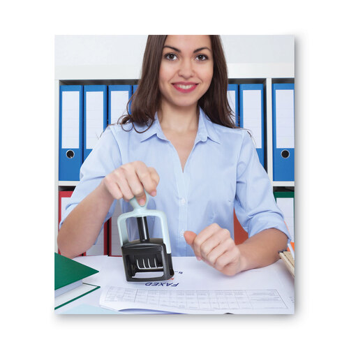 COS011032 - Consolidated Stamp - Model S 360 Two-Color Message Dater, 1.75 x 1, &quot;Faxed,&quot; Self-Inking, Blue/Red