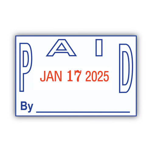 COS011033 - Consolidated Stamp - Model S 360 Two-Color Message Dater, 1.75 x 1, &quot;Paid,&quot; Self-Inking, Blue/Red