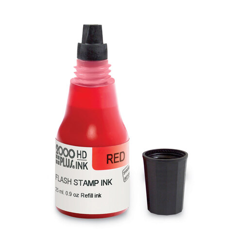 COS033958 - Consolidated Stamp - Pre-Ink High Definition Refill Ink, Red, 0.9 oz Bottle, Red