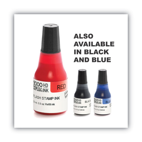 COS033958 - Consolidated Stamp - Pre-Ink High Definition Refill Ink, Red, 0.9 oz Bottle, Red