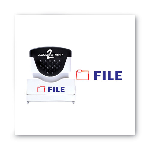COS035534 - Consolidated Stamp - Pre-Inked Shutter Stamp, Red/Blue, FILE, 1.63 x 0.5
