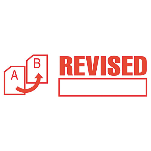 COS035587 - Consolidated Stamp - Pre-Inked Shutter Stamp, Red, REVISED, 1.63 x 0.5