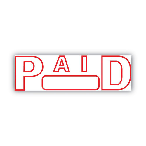 COS098370 - Consolidated Stamp - 2000 PLUS Green Line Message Stamp, Paid, 1 1/2 x 9/16, Red