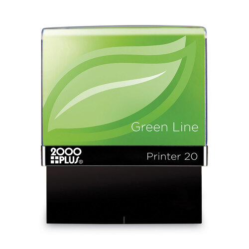 COS098373 - Consolidated Stamp - 2000 PLUS Green Line Message Stamp, Void, 1 1/2 x 9/16, Blue