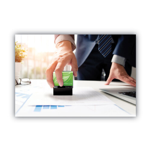 COS098373 - Consolidated Stamp - 2000 PLUS Green Line Message Stamp, Void, 1 1/2 x 9/16, Blue