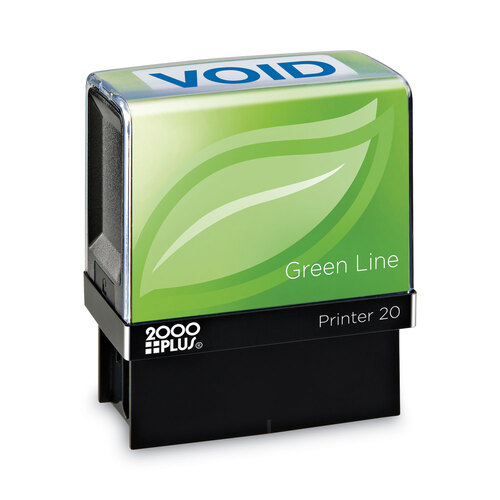 COS098373 - Consolidated Stamp - 2000 PLUS Green Line Message Stamp, Void, 1 1/2 x 9/16, Blue