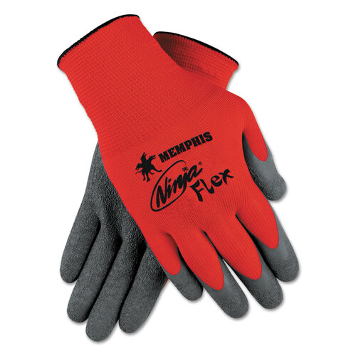 CRWN9680L - MCR Safety - Ninja Flex Latex Coated Palm Gloves N9680L, Large, Red/Gray, Dozen