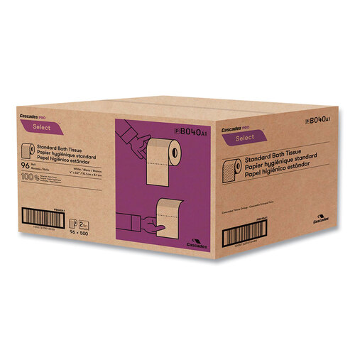 CSDB040 - Cascades Pro - Select Standard Bath Tissue, 2-Ply, White, 4 x 3.19, 500/Roll, 96/Carton