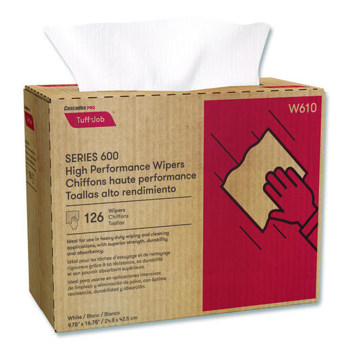 CSDW610 - Cascades Pro - Tuff-Job S600 High Performance Wipers, 9 3/4 x 16 3/4, 126/Box, 10 Box/Carton