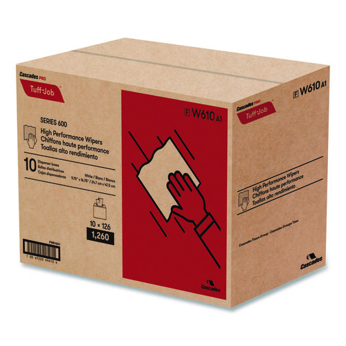 CSDW610 - Cascades Pro - Tuff-Job S600 High Performance Wipers, 9 3/4 x 16 3/4, 126/Box, 10 Box/Carton