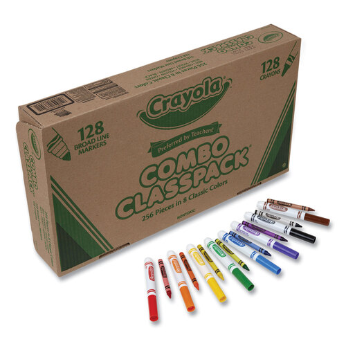 Crayola Crayons and Markers Combo Classpack, Eight Colors, 256-set