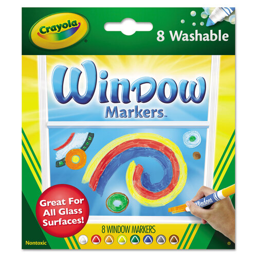 Crayola Washable Window FX Marker, Broad Bullet Tip, Assorted Colors,  8/Pack