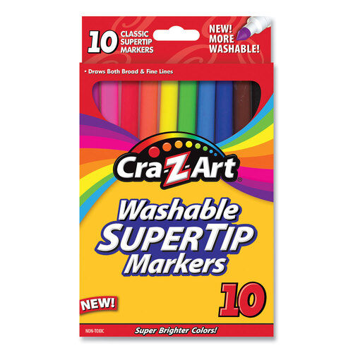 Crayola Washable Super Tips Markers, Fine/Broad Bullet Tips