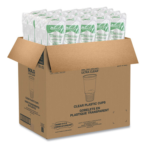 DART 32 oz. Clear Disposable Plastic Cups, Cold Drinks, PET, 25