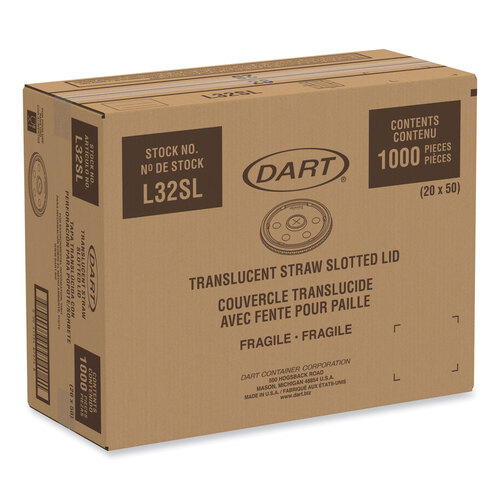 DCC32SL1 - Dart - Lids for Foam Cups and Containers, Fits 32 oz, 44 oz, 60 oz Cups, Translucent, 1,000/Carton