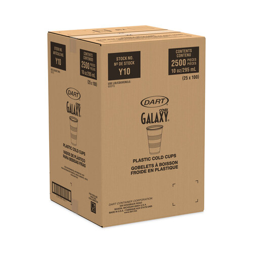 DCCY10 - Dart - High-Impact Polystyrene Cold Cups, 10 oz, Translucent, 100 Cups/Sleeve, 25 Sleeves/Carton