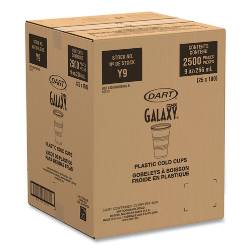 DCCY9CT - Dart - High-Impact Polystyrene Cold Cups, 9 oz, Translucent, 100 Cups/Sleeve, 25 Sleeves/Carton