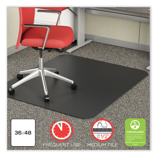 DEFCM14142BLK - deflecto - SuperMat Frequent Use Chair Mat for Medium Pile Carpet, 36 x 48, Rectangular, Black