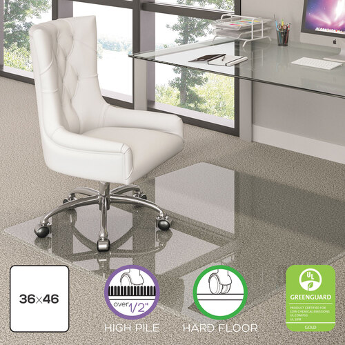 DEFCMG70433646 - deflecto - Premium Glass All Day Use Chair Mat - All Floor Types, 36 x 46, Rectangular, Clear