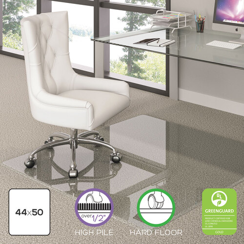 DEFCMG70434450 - deflecto - Premium Glass All Day Use Chair Mat - All Floor Types, 44 x 50, Rectangular, Clear