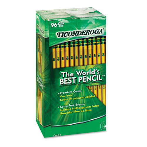 Dixon Ticonderoga Beginners Wood Pencil with Eraser, HB #2, Yellow