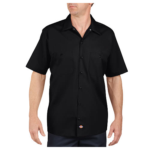 DICKIES 24BKCH RG 2XL Work Shirt,Short Sleeve,Blk Charcoal,2XL 