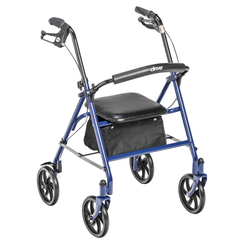 DRV10257BL-1 - Drive Medical - Durable 4 Wheel Rollator, 7.5" Casters, Fold Up Removable Back Support
