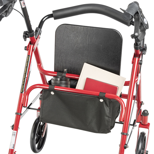 DRV10257RD-1 - Drive Medical - Four Wheel Rollator Rolling Walker with Fold Up Removable Back Support, Red