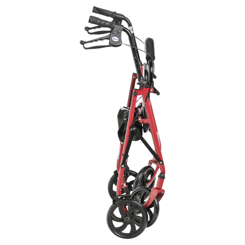 DRV10257RD-1 - Drive Medical - Four Wheel Rollator Rolling Walker with Fold Up Removable Back Support, Red