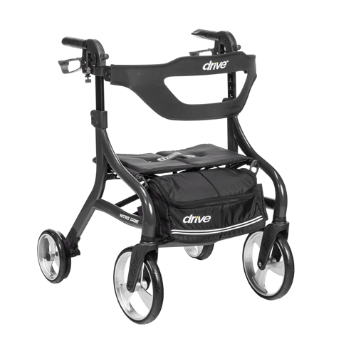 DRV102662BK-H - Drive Medical - Nitro Sprint Rollator Rolling Walker, Hemi Height, Black
