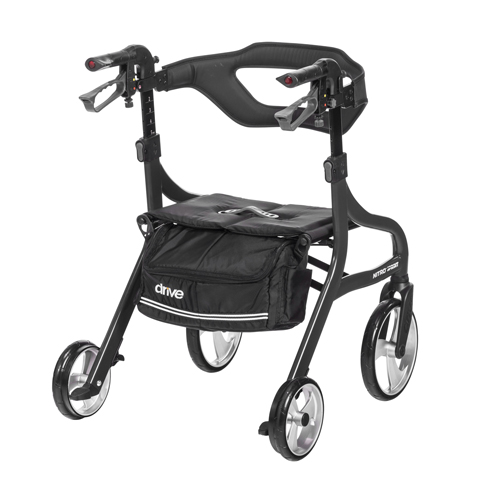 DRV102662BK-H - Drive Medical - Nitro Sprint Rollator Rolling Walker, Hemi Height, Black
