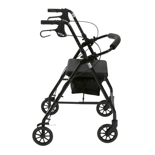 DRVR726BK - Drive Medical - Rollator Rolling Walker with 6" Wheels, Fold Up Removable Back Support and Padded Seat, Black