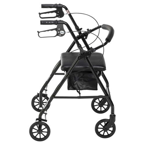 DRVR726BK - Drive Medical - Rollator Rolling Walker with 6" Wheels, Fold Up Removable Back Support and Padded Seat, Black