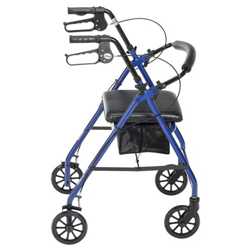 DRVR726BL - Drive Medical - Rollator Rolling Walker with 6" Wheels, Fold Up Removable Back Support and Padded Seat, Blue