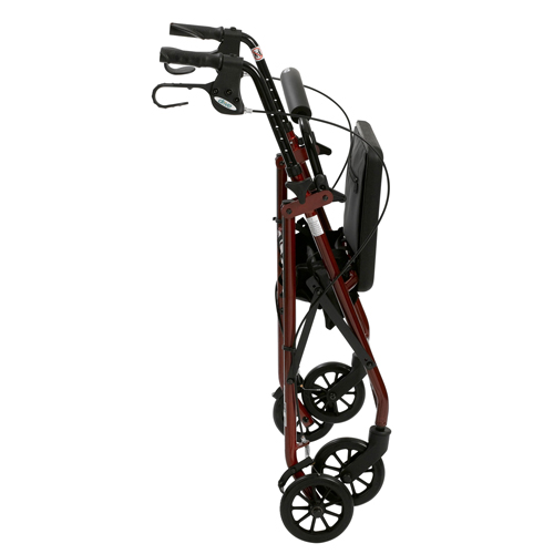 DRVR726RD - Drive Medical - Rollator Rolling Walker with 6" Wheels, Fold Up Removable Back Support and Padded Seat, Red