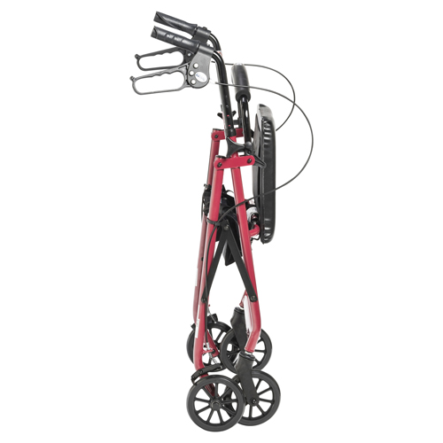 DRVR726RD - Drive Medical - Rollator Rolling Walker with 6" Wheels, Fold Up Removable Back Support and Padded Seat, Red