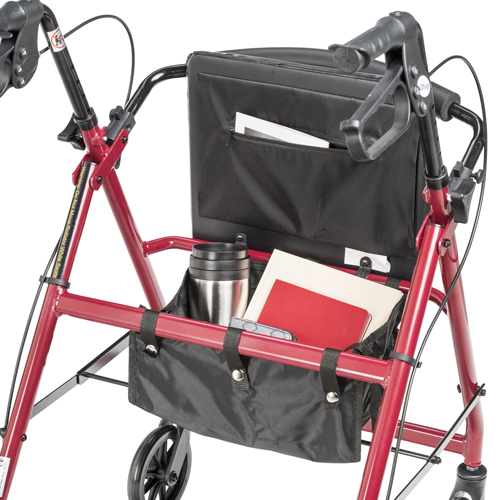DRVR726RD - Drive Medical - Rollator Rolling Walker with 6" Wheels, Fold Up Removable Back Support and Padded Seat, Red