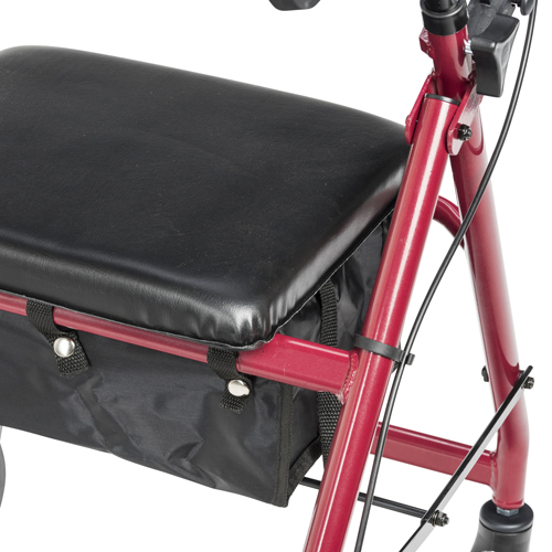 DRVR726RD - Drive Medical - Rollator Rolling Walker with 6" Wheels, Fold Up Removable Back Support and Padded Seat, Red