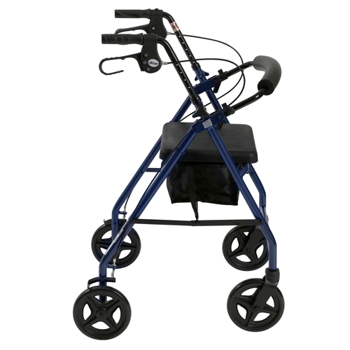 DRVR728BL - Drive Medical - Aluminum Rollator Rolling Walker with Fold Up and Removable Back Support and Padded Seat, Blue
