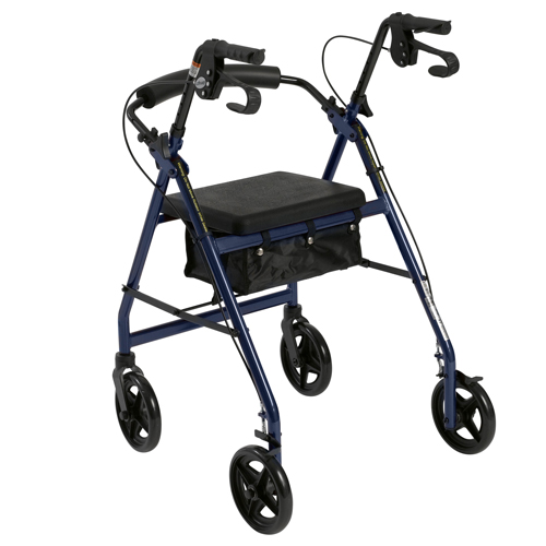 DRVR728BL - Drive Medical - Aluminum Rollator Rolling Walker with Fold Up and Removable Back Support and Padded Seat, Blue